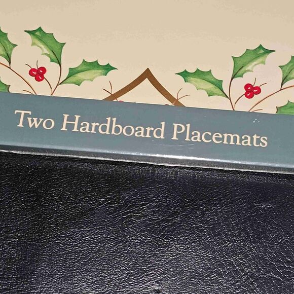 NEW 2 Lenox Christmas Floral Ribbon Holiday Hardboard Placemats 16x12 NOS - Picture 3 of 3